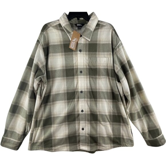 Eddie Bauer Mens XXL Fast Fleece Shacket Green Plaid - Picture 1 of 10